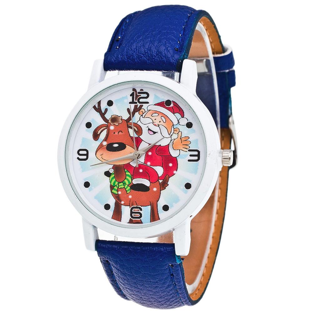 Christmas Ornaments Elderly Pattern Leather Band  Watches Xmas Decoration
