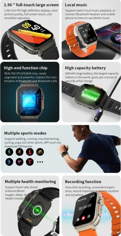 A70 Smart Watch  for Men/Women - Orange_2