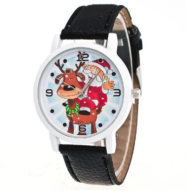 Christmas Ornaments Elderly Pattern Leather Band  Watches Xmas Decoration