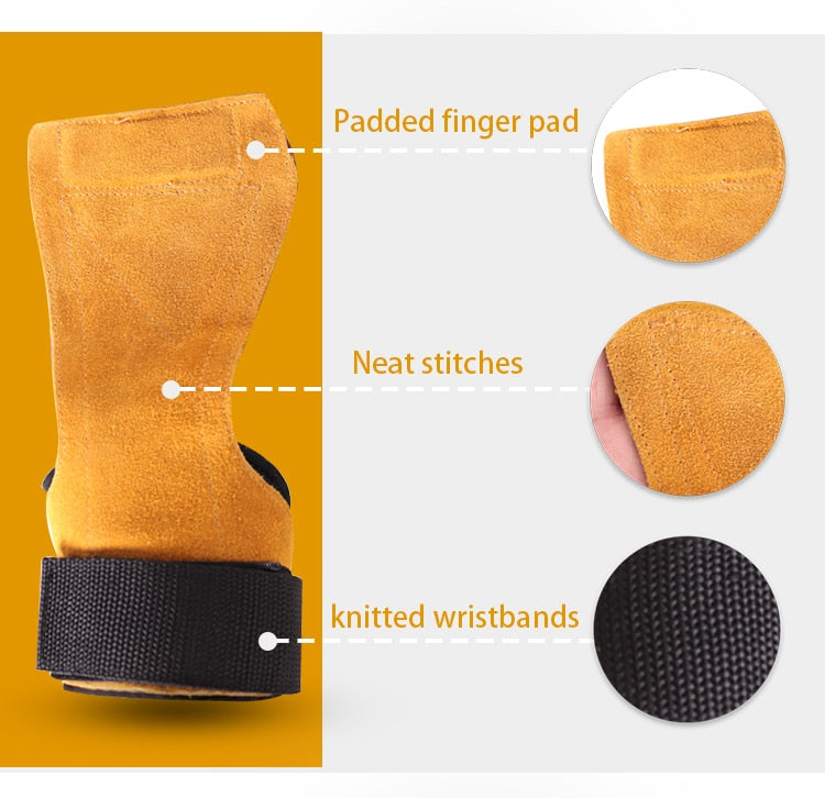 1 Pair Cowhide Hand Grips Gymnastics Gloves Grips Anti Skid Gym Fitness Gloves Weight Lifting Grip Gym Crossfit Trainining