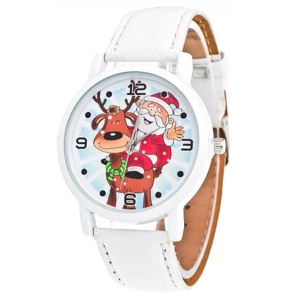 Christmas Ornaments Elderly Pattern Leather Band  Watches Xmas Decoration