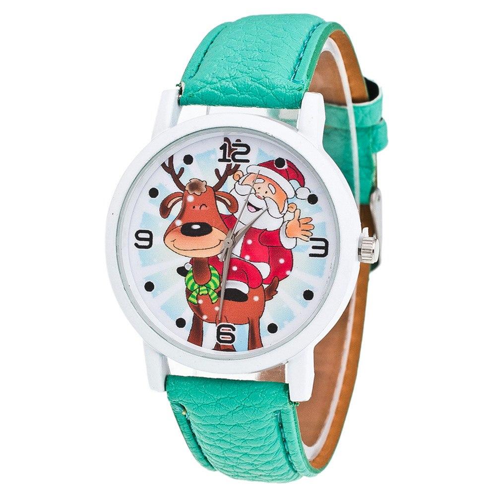 Christmas Ornaments Elderly Pattern Leather Band  Watches Xmas Decoration