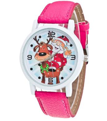 Christmas Ornaments Elderly Pattern Leather Band  Watches Xmas Decoration