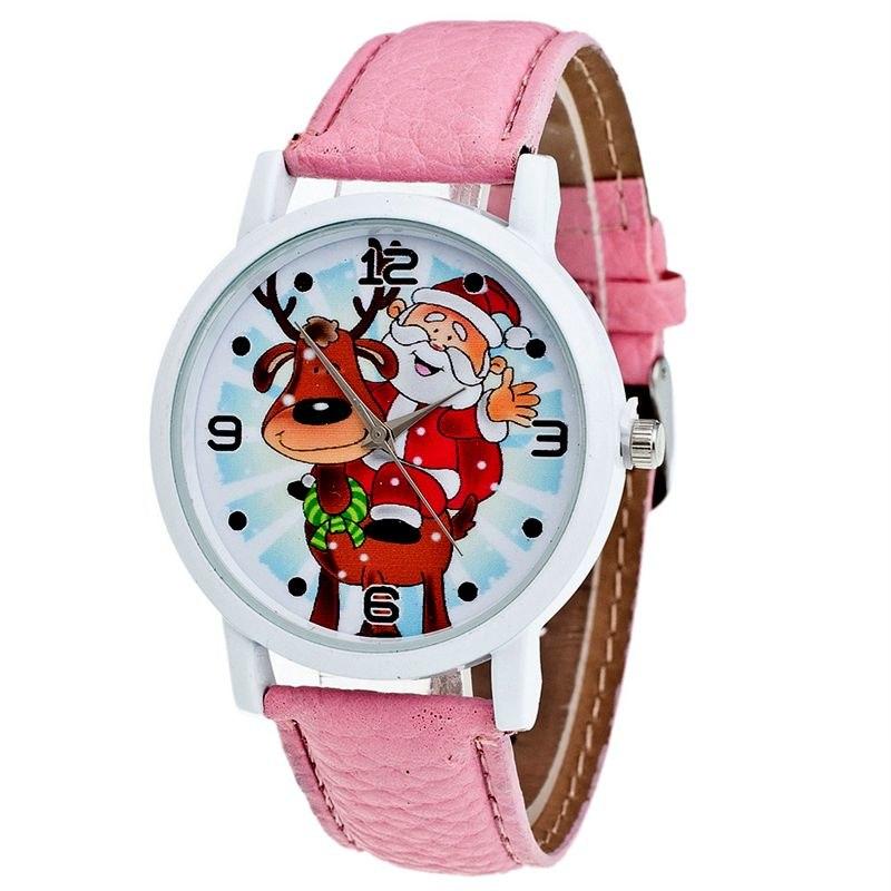 Christmas Ornaments Elderly Pattern Leather Band  Watches Xmas Decoration