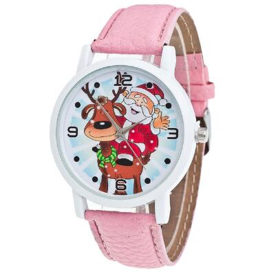 Christmas Ornaments Elderly Pattern Leather Band  Watches Xmas Decoration